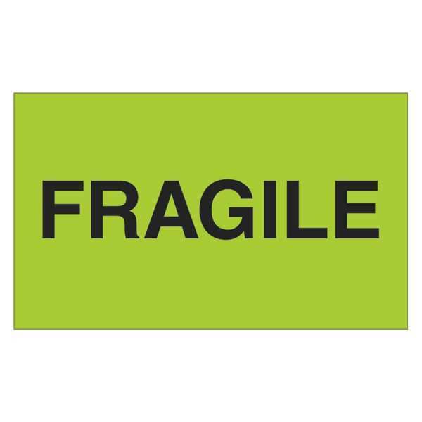 Tape Logic® Labels, "Fragile", 3" x 5", Fluorescent Green, 500/Roll