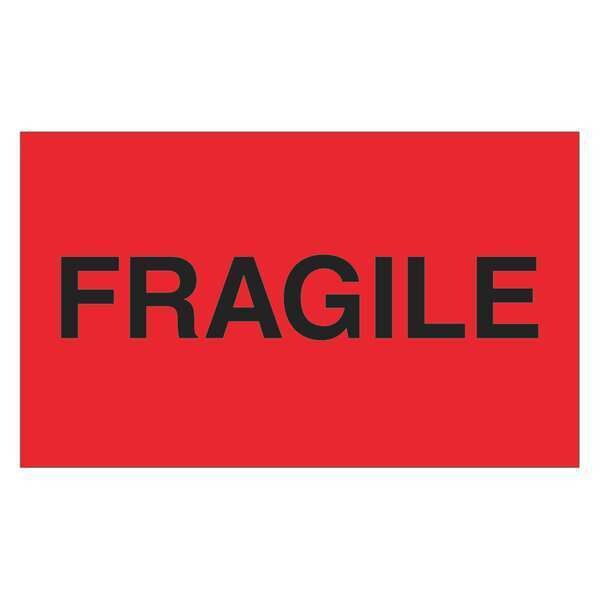 Tape Logic® Labels, "Fragile", Fluorescent Red, 3" x 5", 500/Roll