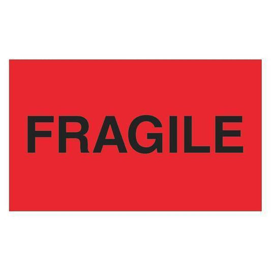 Tape Logic® Labels, "Fragile", Fluorescent Red, 3" x 5", 500/Roll