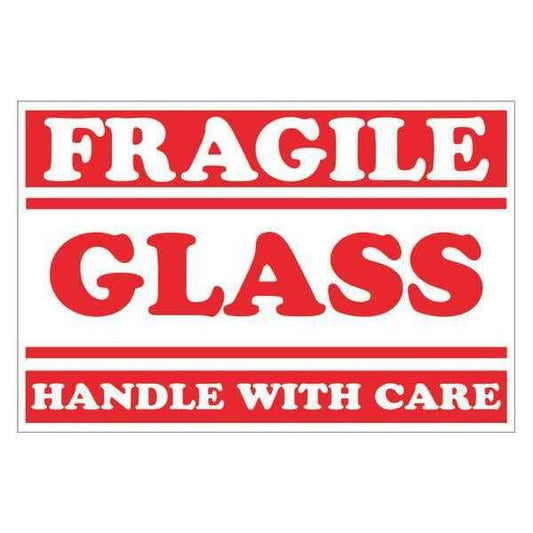 Tape Logic® Labels, "Fragile - Glass - Handle With Care, 2" x 3", Red/White, 500/Roll