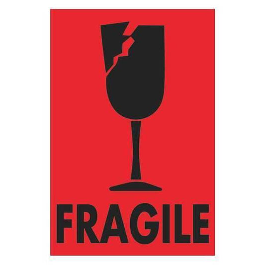 Tape Logic® Labels, "Fragile", 2" x 3", Fluorescent Red, 500/Roll