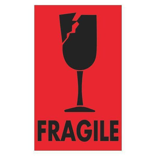 Tape Logic® Labels, "Fragile", 3" x 5", Fluorescent Red, 500/Roll
