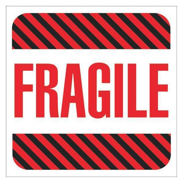 Tape Logic® Labels, "Fragile", 4" x 4", Red/White/Black, 500/Roll