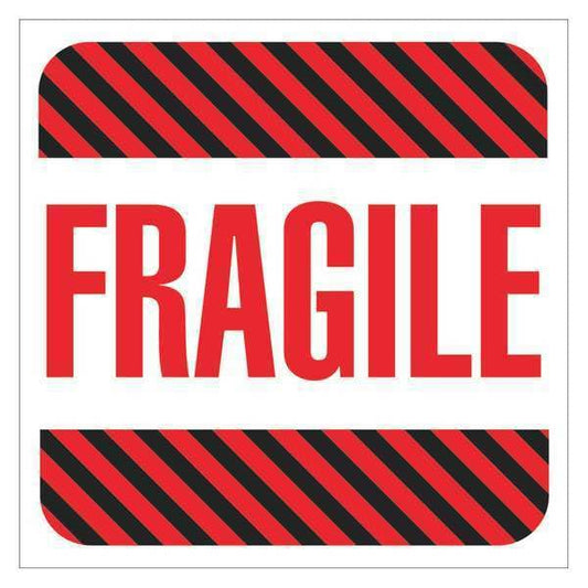 Tape Logic® Labels, "Fragile", 4" x 4", Red/White/Black, 500/Roll