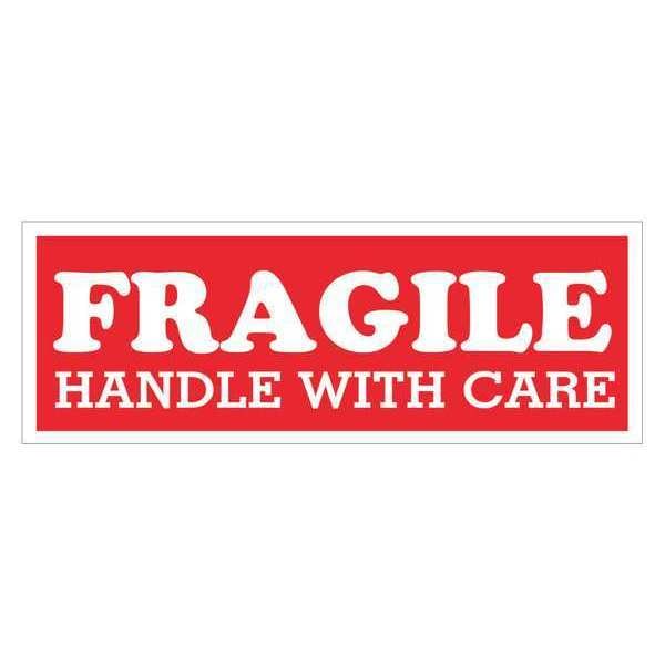 Tape Logic® Labels, "Fragile - Handle with Care, " 1-1/2" x 4", Red/White, 500/Roll