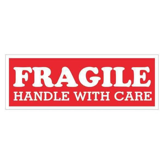 Tape Logic® Labels, "Fragile - Handle with Care, " 1-1/2" x 4", Red/White, 500/Roll