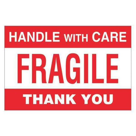 Tape Logic® Labels, "Fragile - Handle With Care", 4" x 6", Red/White, 500/Roll