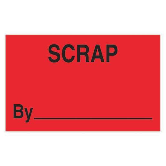 Tape Logic® Labels, "Scrap By", 1 1/4" x 2", Fluorescent Red, 500/Roll