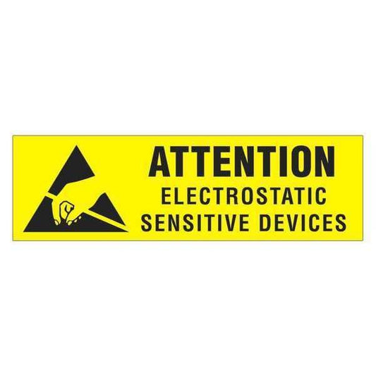 Tape Logic® Labels, "Electrostatic Sensitive Devices", 3/8" x 1 1/4", Black/Yellow, 500/Roll