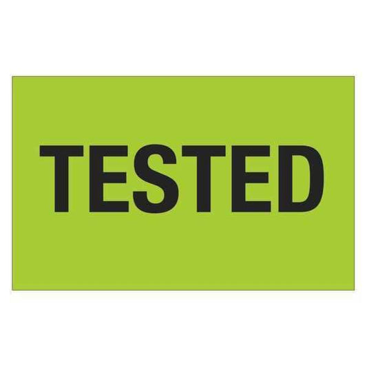 Tape Logic® Labels, "Tested", 1 1/4" x 2", Fluorescent Green, 500/Roll