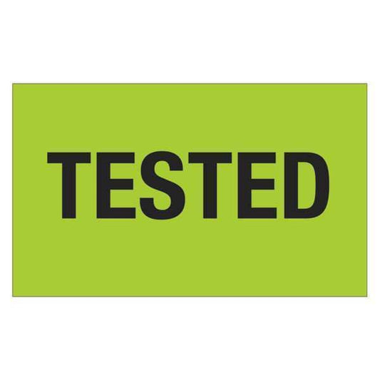 Tape Logic® Labels, "Tested", 3" x 5", Fluorescent Green, 500/Roll