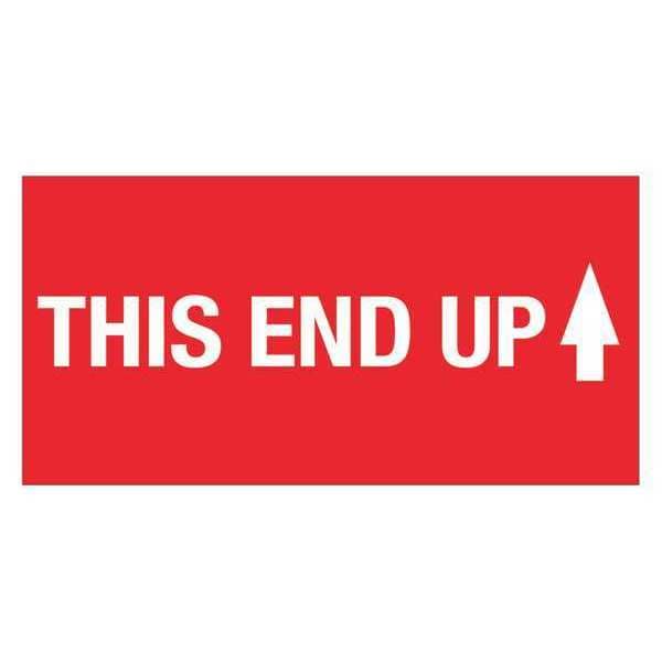 Tape Logic® Labels, "This End Up" (High Gloss), 2" x 4", Red/White, 500/Roll