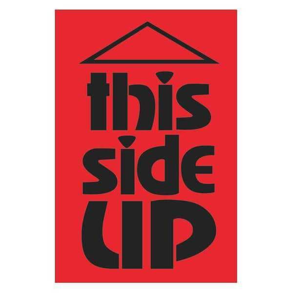 Tape Logic® Labels, "This Side Up", 2" x 3", Fluorescent Red, 500/Roll