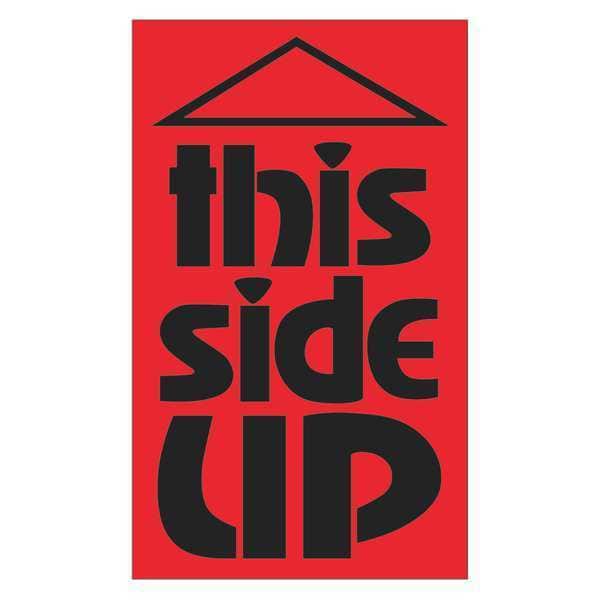 Tape Logic® Labels, "This Side Up", 3" x 5", Fluorescent Red, 500/Roll