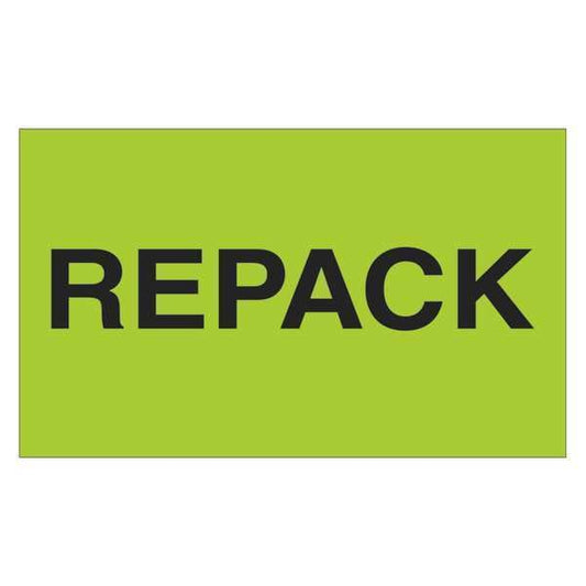 Tape Logic® Labels, "Repack", 3" x 5", Fluorescent Green, 500/Roll