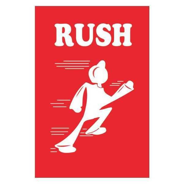 Tape Logic® Labels, "Rush", Red/White, 500/Roll