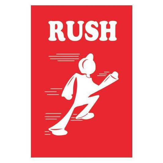 Tape Logic® Labels, "Rush", Red/White, 500/Roll