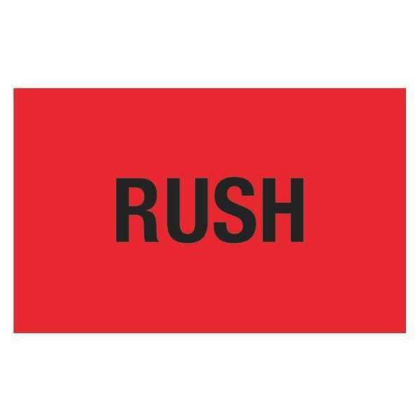 Tape Logic® Labels, "Rush", 1 1/4" x 2", Fluorescent Red, 500/Roll