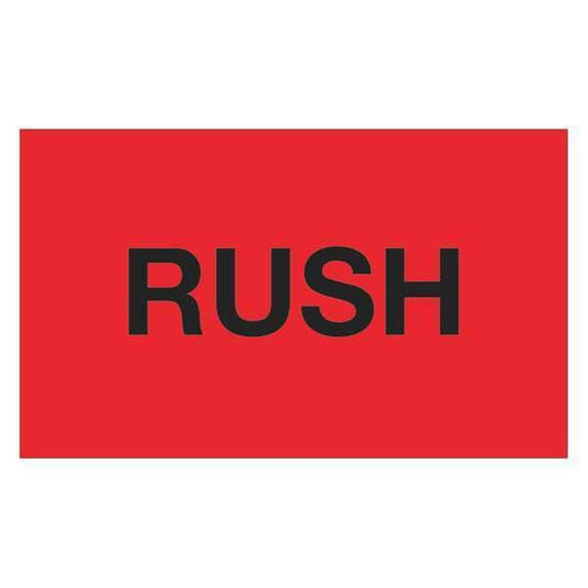 Tape Logic® Labels, "Rush", 3" x 5", Fluorescent Red, 500/Roll