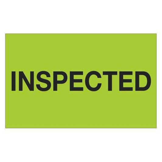 Tape Logic® Labels, "Inspected", 1 1/4" x 2", Fluorescent Green, 500/Roll