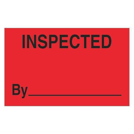 Tape Logic® Labels, "Inspected", 1 1/4" x 2", Fluorescent Red, 500/Roll