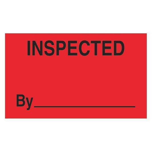 Tape Logic® Labels, "Inspected By", 3" x 5", Fluorescent Red, 500/Roll