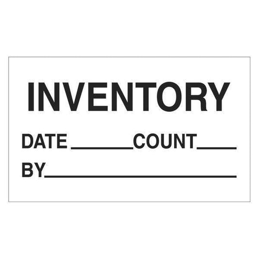 Tape Logic® Labels, "Inventory - Date - Count - By", 3" x 5", Black/White, 500/Roll