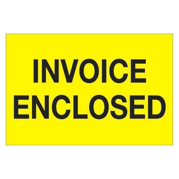 Tape Logic® Labels, "Invoice Enclosed", 2" x 3", Fluorescent Yellow, 500/Roll
