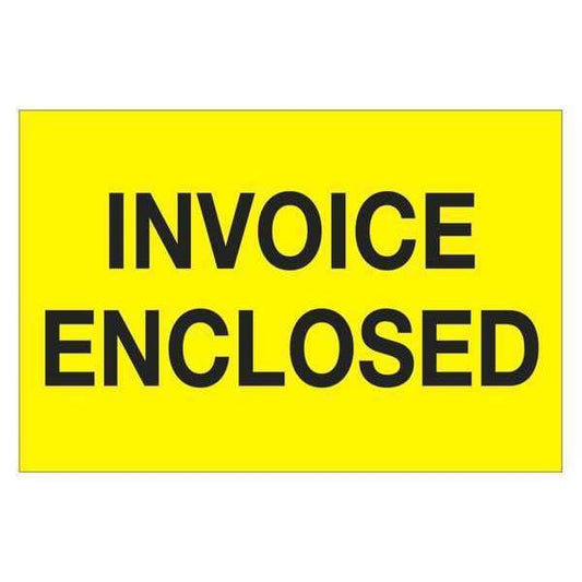 Tape Logic® Labels, "Invoice Enclosed", 2" x 3", Fluorescent Yellow, 500/Roll
