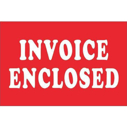 Tape Logic® Labels, "Invoice Enclosed", 2" x 3", Red/White, 500/Roll