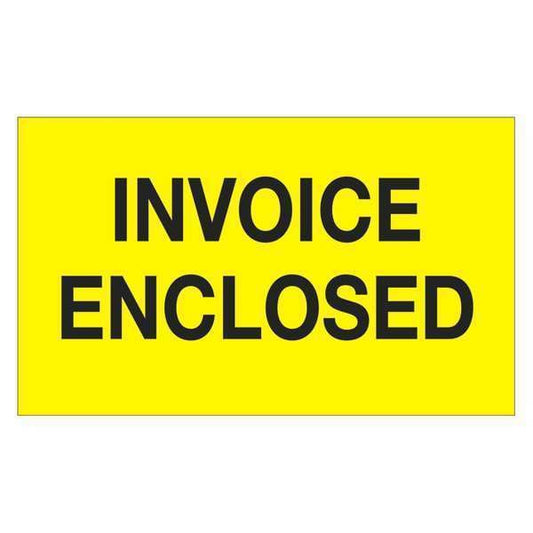 Tape Logic® Labels, "Invoice Enclosed", 3" x 5", Fluorescent Yellow, 500/Roll