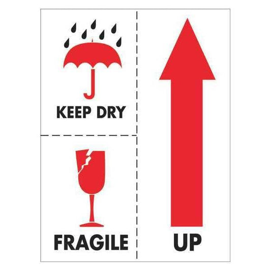 Tape Logic® Labels, "Keep Dry Fragile", 3" x 4", Red/White/Black, 500/Roll