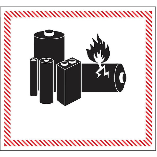 Tape Logic® Labels, "Caution - Lithium Battery Handling", 4 5/8" x 5", Black/White/Red, 500/Roll