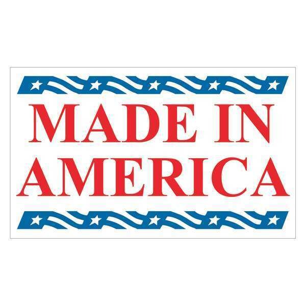 Tape Logic® Labels, "Made in America", 2-1/2" x 5", Red/White/Blue, 500/Roll