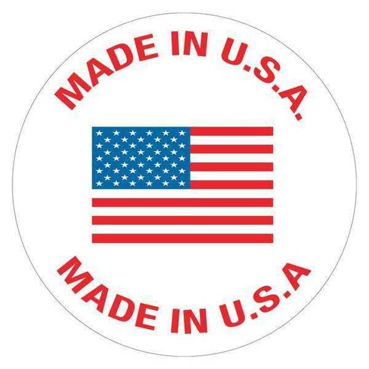Tape Logic® Labels, "Made in U.S.A.", 1" Circle, Red/White/Blue, 500/Roll
