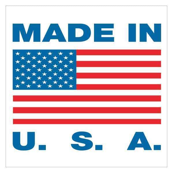 Tape Logic® Labels, "Made in U.S.A.", 1" x 1", Red/White/Blue, 500/Roll
