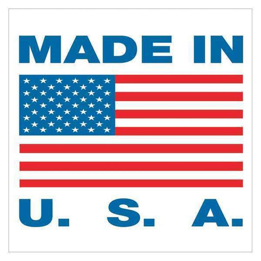 Tape Logic® Labels, "Made in U.S.A., 2" x 2", Red/White/Blue, 500/Roll