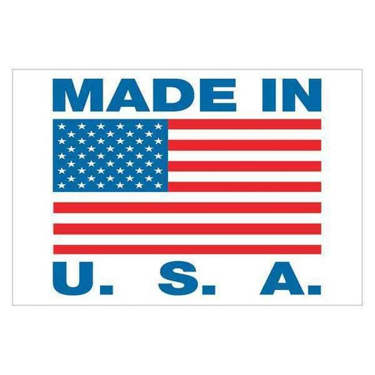 Tape Logic® Labels, "Made in U.S.A.", 2" x 3", Red/White/Blue, 500/Roll