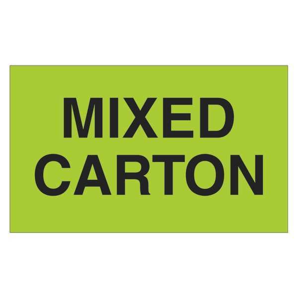 Tape Logic® Labels, "Mixed Carton", 3" x 5", Fluorescent Green, 500/Roll