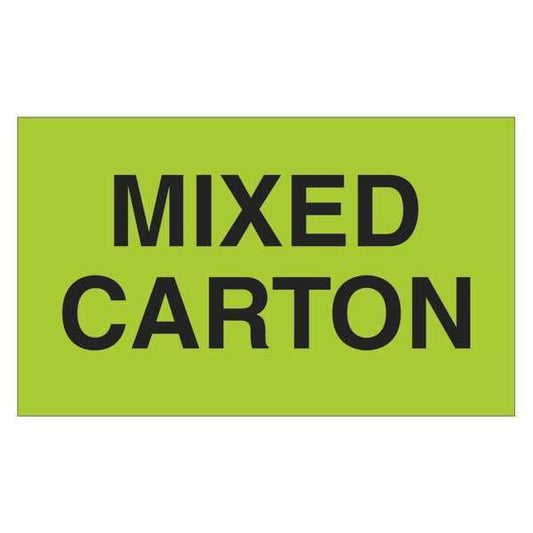 Tape Logic® Labels, "Mixed Carton", 3" x 5", Fluorescent Green, 500/Roll