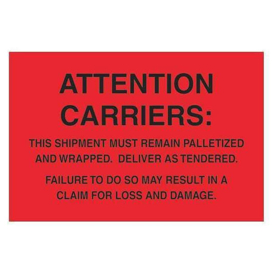 Tape Logic® Labels, "Must Remain Palletized", 4" x 6", Fluorescent Red, 500/Roll
