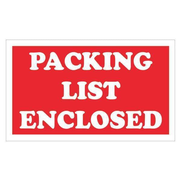 Tape Logic® Labels, "Packing List Enclosed", 3" x 5", Red/White, 500/Roll