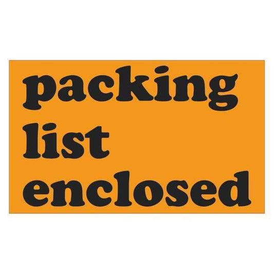 Tape Logic® Labels, "Packing List Enclosed", 3" x 5", Fluorescent Orange, 500/Roll