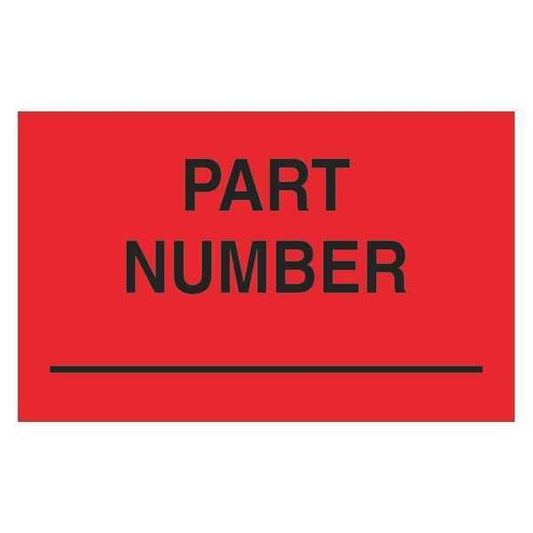 Tape Logic® Labels, "Part Number", 1 1/4" x 2", Fluorescent Red, 500/Roll