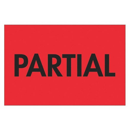 Tape Logic® Labels, "Partial", 2" x 3", Fluorescent Red, 500/Roll