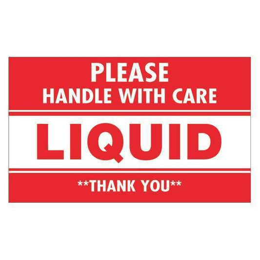 Tape Logic® Labels, "Please Handle With Care - Liquid - Thank You, 3" x 5", Red/White, 500/Roll