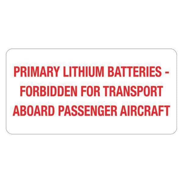 Tape Logic® Labels, "Primary Lithium Batteries", 2" x 4", Red/White, 500/Roll