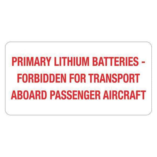 Tape Logic® Labels, "Primary Lithium Batteries", 2" x 4", Red/White, 500/Roll