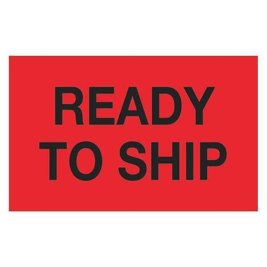 Tape Logic® Labels, "Ready To Ship", 1 1/4" x 2", Fluorescent Red, 500/Roll