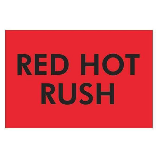 Tape Logic® Labels, "Red Hot Rush", 2" x 3", Fluorescent Red, 500/Roll